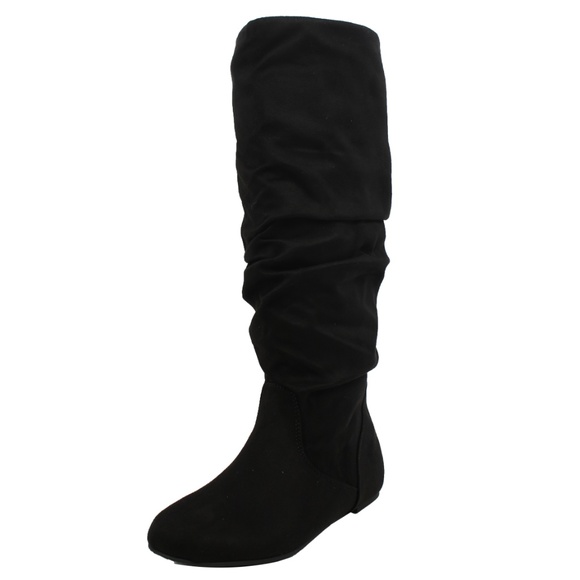 Restock!!! Black Faux Suede Slouchy Knee High Boot - Picture 6 of 8